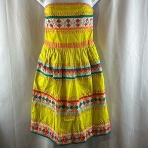 Leifsdottir strapless cotton embellished dress pockets S